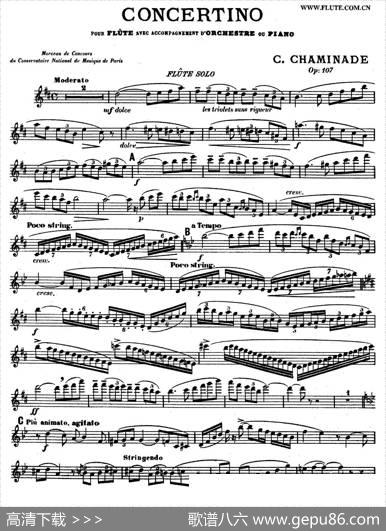 ConcertinoOp107（长笛协奏曲长笛独奏）|Chaminade（沙米娜德）