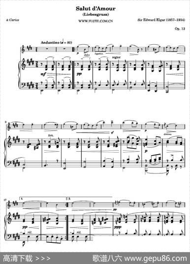 Salutd'AmourOp.12（爱的致意）（长笛+钢琴伴奏）|[英]艾尔加