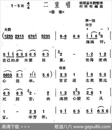 [沪剧曲调]二重唱（选自《母亲》）|何树柏编曲