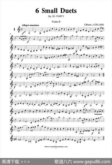 6SmallDuets（六部小合唱）Op.38ViolinII（第二小提琴分谱）|马扎斯（Mazas）