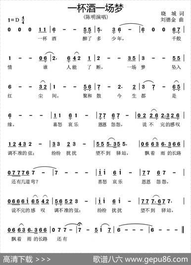 一杯酒一场梦（《无盐女》片尾曲） - 晓城|刘德金