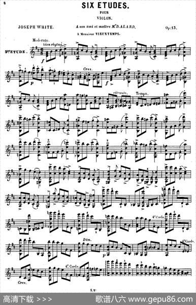 6首高级小提琴练习曲Op.13（3）|怀特