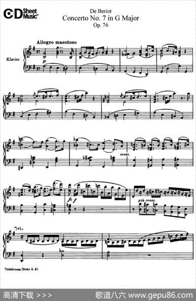 G大调第七协奏曲（ConcertoNo.7inGMajor）Op.76（小提琴+钢琴伴奏）|​贝里奥（Beriot）