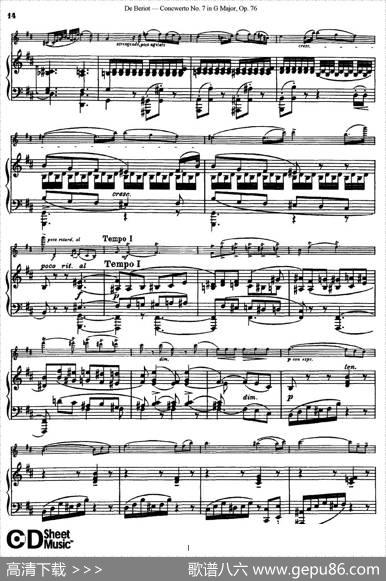 G大调第七协奏曲（ConcertoNo.7inGMajor）Op.76（小提琴+钢琴伴奏）|​贝里奥（Beriot）