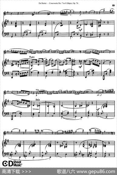 G大调第七协奏曲（ConcertoNo.7inGMajor）Op.76（小提琴+钢琴伴奏）|​贝里奥（Beriot）