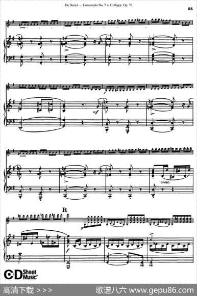 G大调第七协奏曲（ConcertoNo.7inGMajor）Op.76（小提琴+钢琴伴奏）|​贝里奥（Beriot）