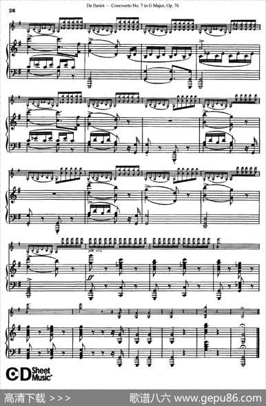 G大调第七协奏曲（ConcertoNo.7inGMajor）Op.76（小提琴+钢琴伴奏）|​贝里奥（Beriot）