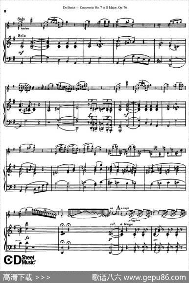 G大调第七协奏曲（ConcertoNo.7inGMajor）Op.76（小提琴+钢琴伴奏）|​贝里奥（Beriot）