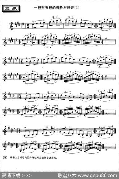 一把至五把的音阶与琶音