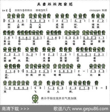 夫妻双双把家还（六孔陶笛谱）
