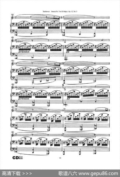 降E大调第三小提琴奏鸣曲（SonataNo.3inEbMajorOp.12,No.3）（小提琴+钢琴伴奏）|Beethoven（​贝多芬）