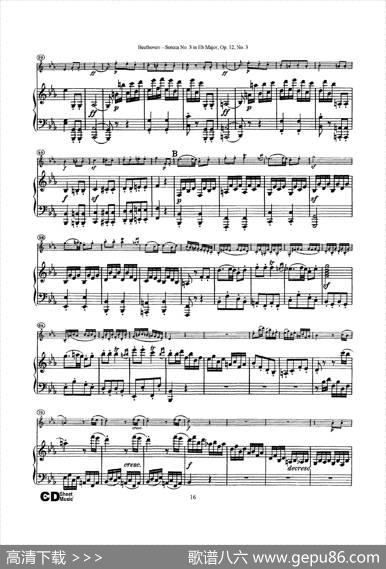 降E大调第三小提琴奏鸣曲（SonataNo.3inEbMajorOp.12,No.3）（小提琴+钢琴伴奏）|Beethoven（​贝多芬）