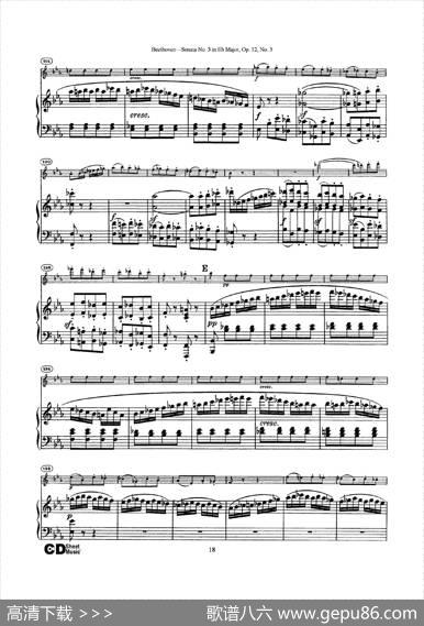 降E大调第三小提琴奏鸣曲（SonataNo.3inEbMajorOp.12,No.3）（小提琴+钢琴伴奏）|Beethoven（​贝多芬）