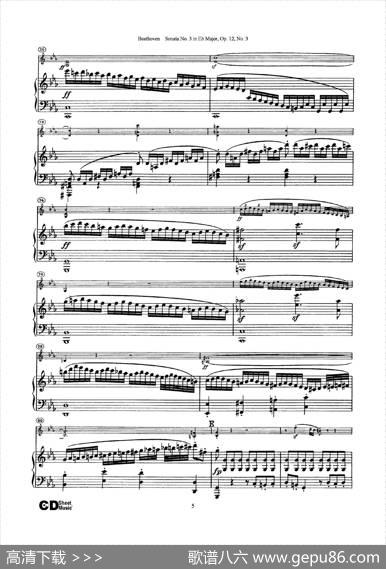 降E大调第三小提琴奏鸣曲（SonataNo.3inEbMajorOp.12,No.3）（小提琴+钢琴伴奏）|Beethoven（​贝多芬）