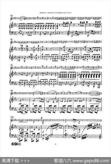 降E大调第三小提琴奏鸣曲（SonataNo.3inEbMajorOp.12,No.3）（小提琴+钢琴伴奏）|Beethoven（​贝多芬）