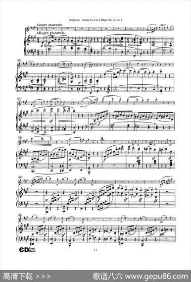 A大调第二小提琴奏鸣曲（SonataNo.2inAMajorOp.12,No.2）（小提琴+钢琴伴奏）|Beethoven（​贝多芬）