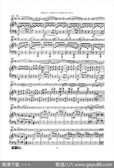A大调第二小提琴奏鸣曲（SonataNo.2inAMajorOp.12,No.2）（小提琴+钢琴伴奏）|Beethoven（​贝多芬）