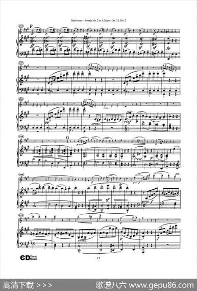 A大调第二小提琴奏鸣曲（SonataNo.2inAMajorOp.12,No.2）（小提琴+钢琴伴奏）|Beethoven（​贝多芬）
