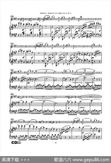 A大调第二小提琴奏鸣曲（SonataNo.2inAMajorOp.12,No.2）（小提琴+钢琴伴奏）|Beethoven（​贝多芬）