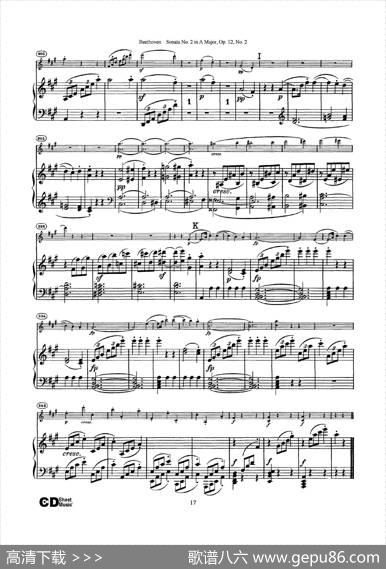 A大调第二小提琴奏鸣曲（SonataNo.2inAMajorOp.12,No.2）（小提琴+钢琴伴奏）|Beethoven（​贝多芬）
