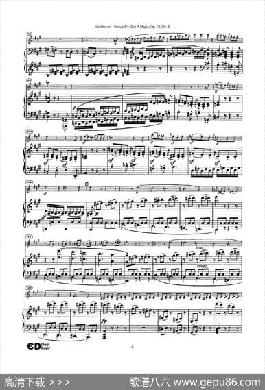 A大调第二小提琴奏鸣曲（SonataNo.2inAMajorOp.12,No.2）（小提琴+钢琴伴奏）|Beethoven（​贝多芬）