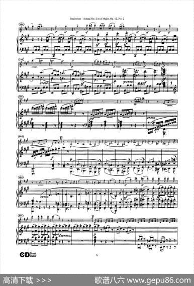 A大调第二小提琴奏鸣曲（SonataNo.2inAMajorOp.12,No.2）（小提琴+钢琴伴奏）|Beethoven（​贝多芬）