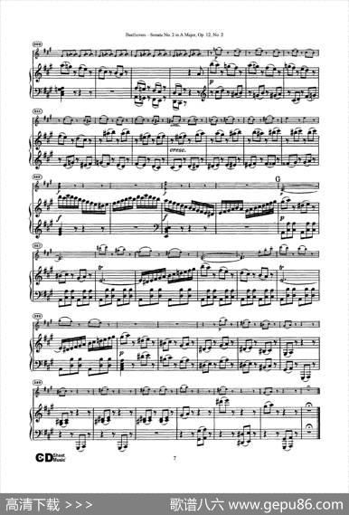 A大调第二小提琴奏鸣曲（SonataNo.2inAMajorOp.12,No.2）（小提琴+钢琴伴奏）|Beethoven（​贝多芬）
