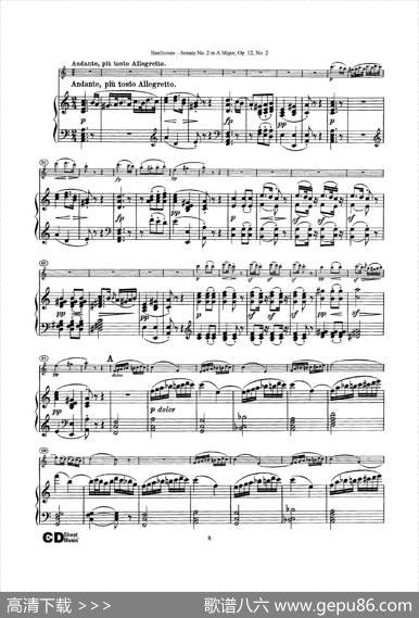 A大调第二小提琴奏鸣曲（SonataNo.2inAMajorOp.12,No.2）（小提琴+钢琴伴奏）|Beethoven（​贝多芬）