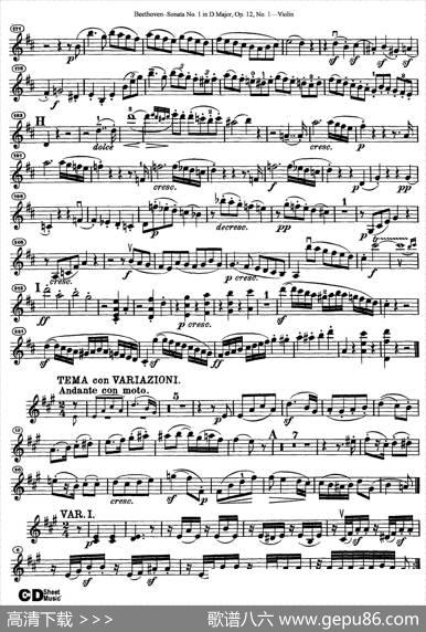 D大调第一小提琴奏鸣曲（SonataNo.1inDMajorOp.12,No.1）|Beethoven（​贝多芬）