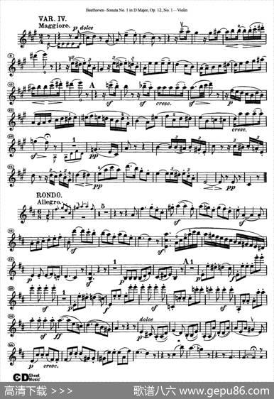 D大调第一小提琴奏鸣曲（SonataNo.1inDMajorOp.12,No.1）|Beethoven（​贝多芬）