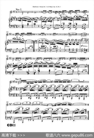 D大调第一小提琴奏鸣曲（SonataNo.1inDMajorOp.12,No.1）（小提琴+钢琴伴奏）|Beethoven（​贝多芬）