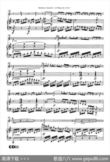D大调第一小提琴奏鸣曲（SonataNo.1inDMajorOp.12,No.1）（小提琴+钢琴伴奏）|Beethoven（​贝多芬）