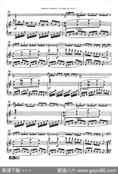D大调第一小提琴奏鸣曲（SonataNo.1inDMajorOp.12,No.1）（小提琴+钢琴伴奏）|Beethoven（​贝多芬）
