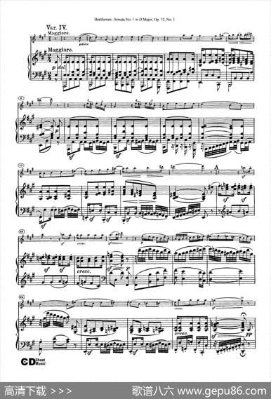 D大调第一小提琴奏鸣曲（SonataNo.1inDMajorOp.12,No.1）（小提琴+钢琴伴奏）|Beethoven（​贝多芬）