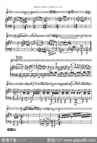 D大调第一小提琴奏鸣曲（SonataNo.1inDMajorOp.12,No.1）（小提琴+钢琴伴奏）|Beethoven（​贝多芬）