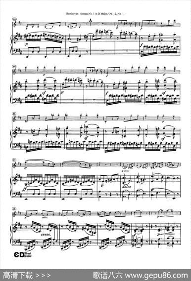 D大调第一小提琴奏鸣曲（SonataNo.1inDMajorOp.12,No.1）（小提琴+钢琴伴奏）|Beethoven（​贝多芬）