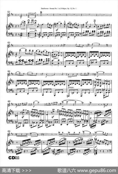 D大调第一小提琴奏鸣曲（SonataNo.1inDMajorOp.12,No.1）（小提琴+钢琴伴奏）|Beethoven（​贝多芬）