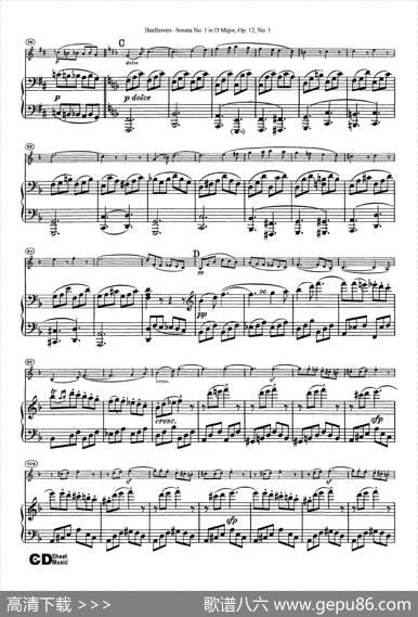 D大调第一小提琴奏鸣曲（SonataNo.1inDMajorOp.12,No.1）（小提琴+钢琴伴奏）|Beethoven（​贝多芬）