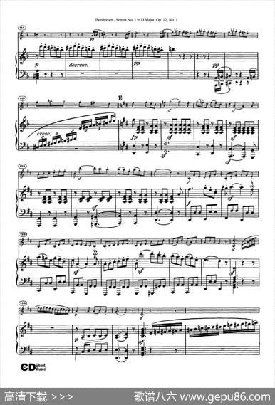 D大调第一小提琴奏鸣曲（SonataNo.1inDMajorOp.12,No.1）（小提琴+钢琴伴奏）|Beethoven（​贝多芬）