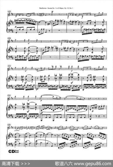 D大调第一小提琴奏鸣曲（SonataNo.1inDMajorOp.12,No.1）（小提琴+钢琴伴奏）|Beethoven（​贝多芬）