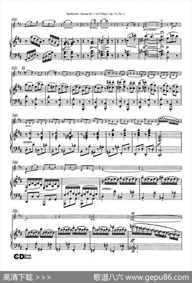 D大调第一小提琴奏鸣曲（SonataNo.1inDMajorOp.12,No.1）（小提琴+钢琴伴奏）|Beethoven（​贝多芬）