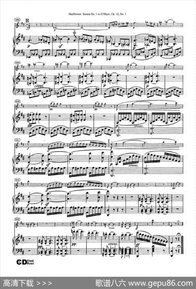 D大调第一小提琴奏鸣曲（SonataNo.1inDMajorOp.12,No.1）（小提琴+钢琴伴奏）|Beethoven（​贝多芬）