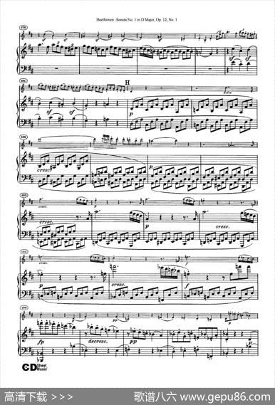 D大调第一小提琴奏鸣曲（SonataNo.1inDMajorOp.12,No.1）（小提琴+钢琴伴奏）|Beethoven（​贝多芬）