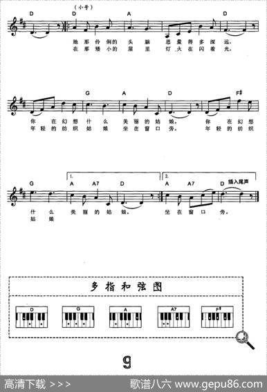 [俄]纺织姑娘（电子琴弹唱谱） - 俄罗斯民歌何燕生译词