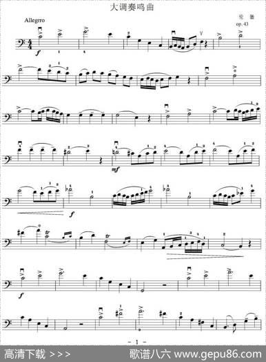 大调奏鸣曲（大提琴谱）