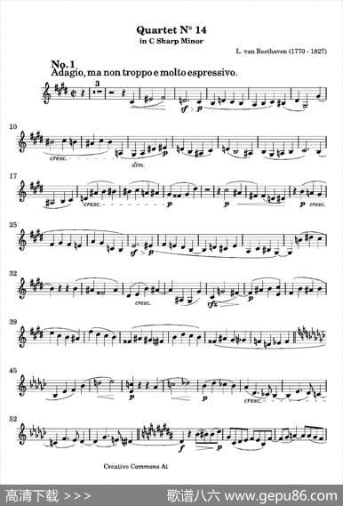 QuartetNo.14inCSharpMinor（第十四号升C小调弦乐四重奏）（第二小提琴分谱）|Beethoven（贝多芬）