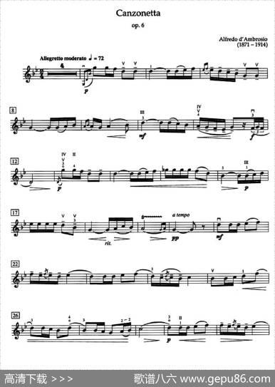 CanzonettaOp.6（短歌）|Alfredod'Ambrosio（安布罗西奥）