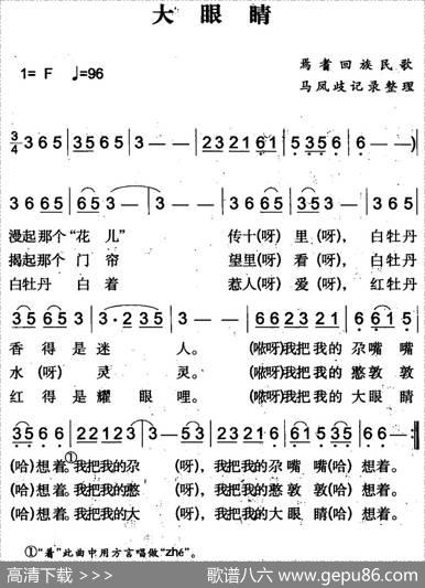 大眼睛（焉耆回族民歌）|马凤歧记录整理