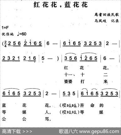 红花花，蓝花花（焉耆回族民歌）|马凤岐记录