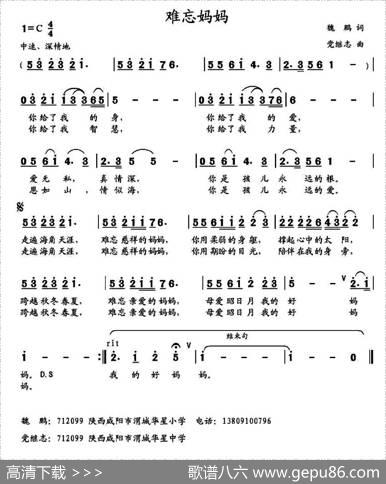 难忘妈妈 - 魏鹏|党继志